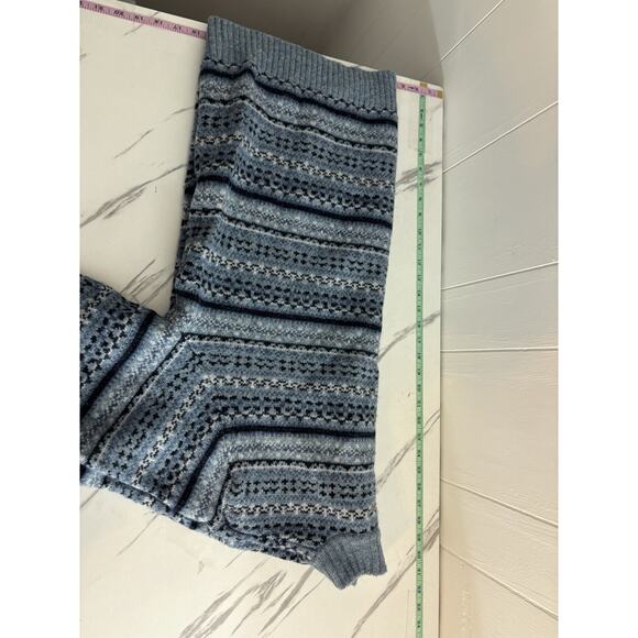 L.L. Bean Men's XL Shetland Wool Sweater Quarter Zip Knit Vintage Blue Fair Isle - Picture 7 of 8